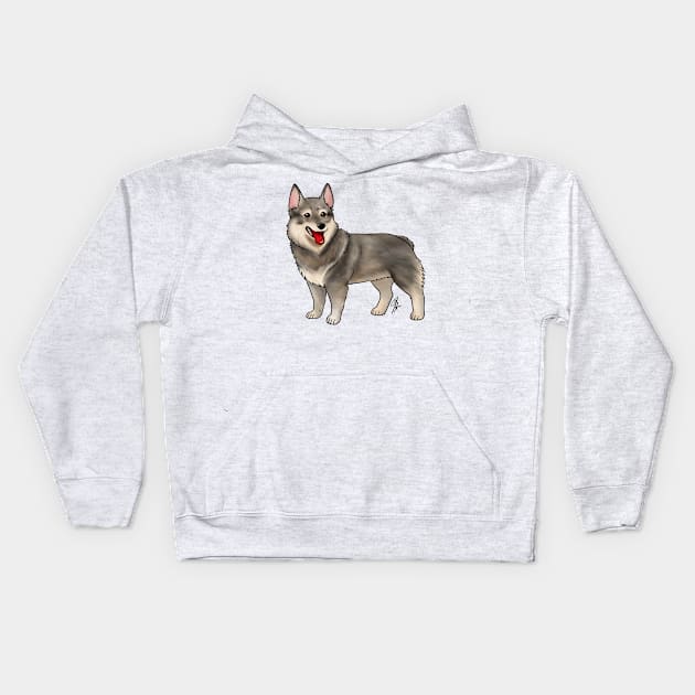 Dog - Swedish Valhund - Stub Tailed Gray Kids Hoodie by Jen's Dogs Custom Gifts and Designs